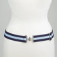 Striped Belt - Navy and Light Blue with Gold Buckle