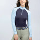 Striped Belt - Navy and Light Blue with Gold Buckle