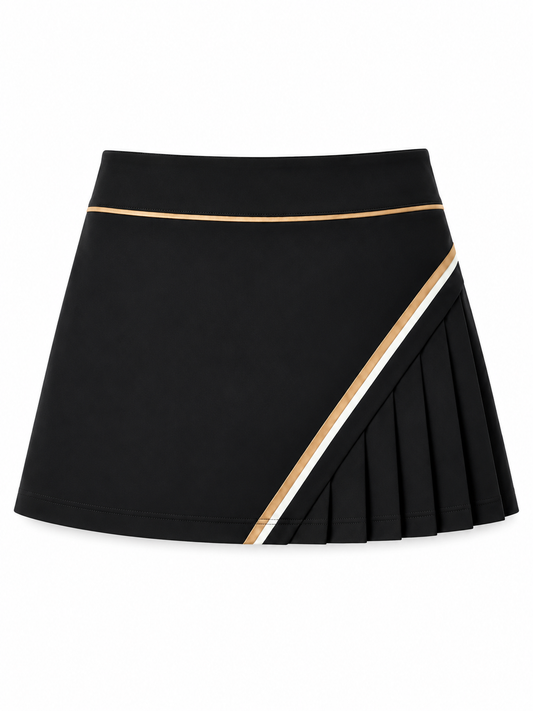 Arden Pleated Skort (Black / Ivory / Gold)