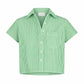 The Boxy Short Sleeve Cropped Shirt - Green/White Sripe