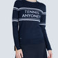 The Court Sweater in Navy with White Stripes