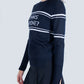 The Court Sweater in Navy with White Stripes