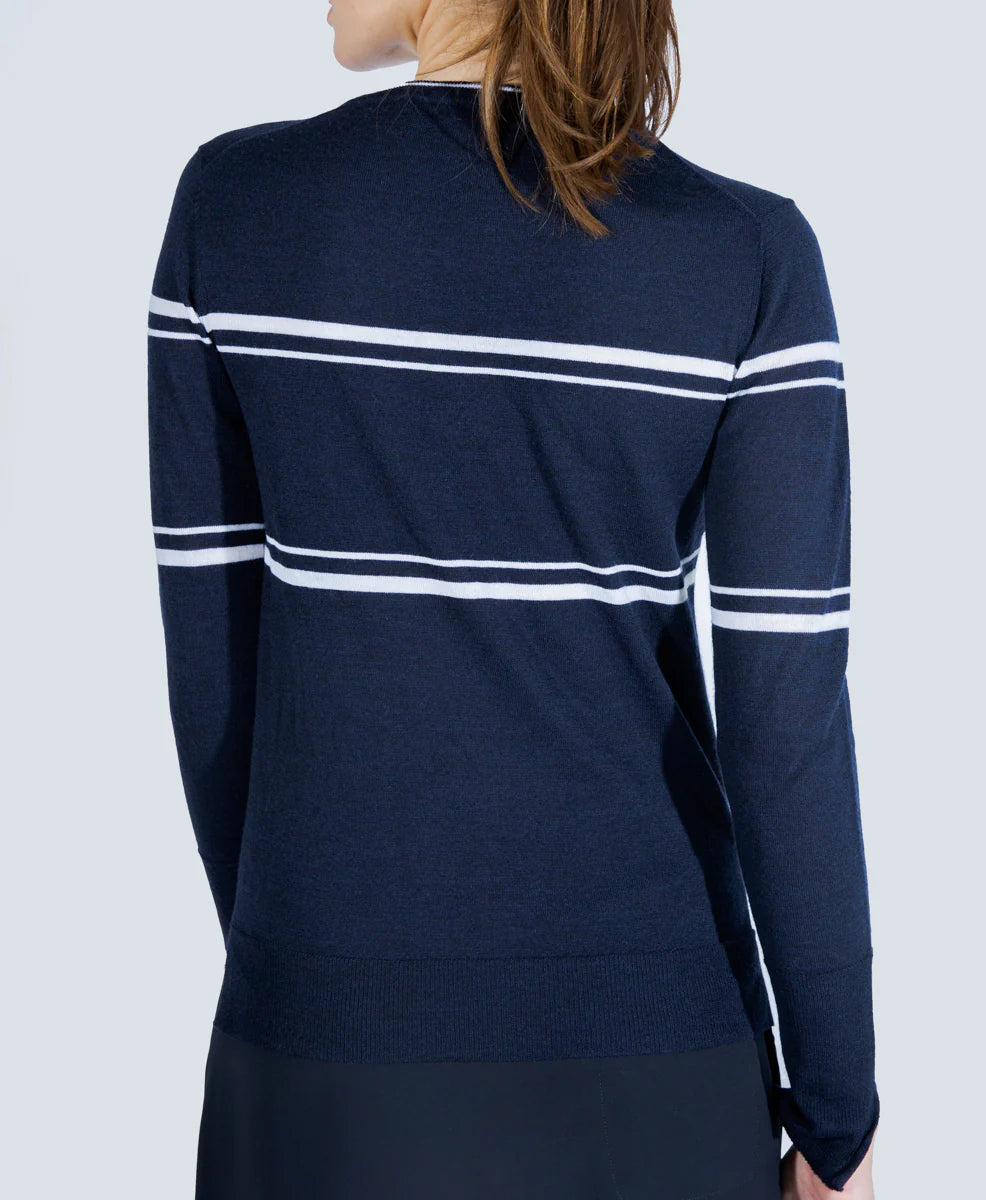 The Court Sweater in Navy with White Stripes