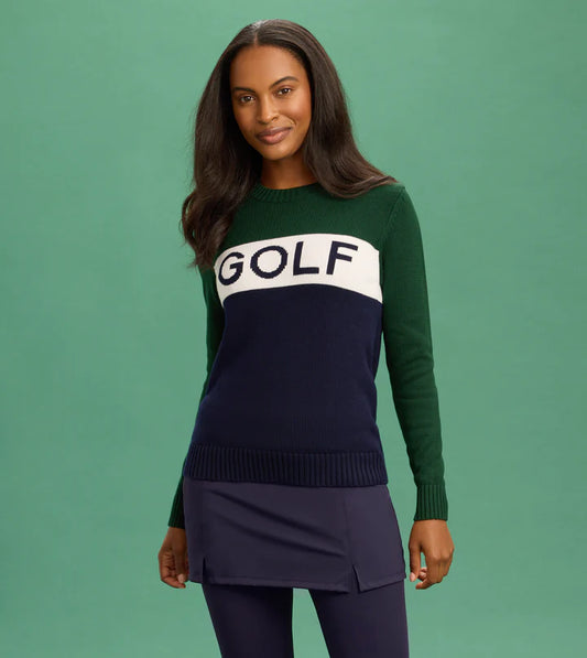 Colorblock Club Golf Sweater - Hunter Navy