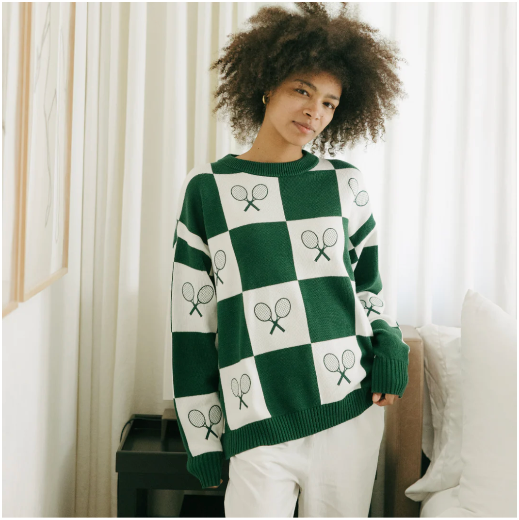 RILEY SWEATER - CHECKERED TENNIS