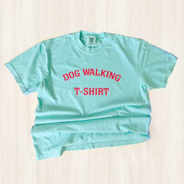 Dog Walking T-Shirts - Chalky Mint/Red