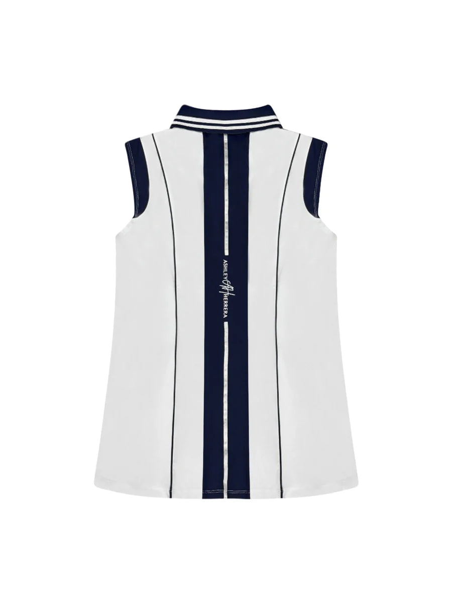 Christine Sleeveless Polo – Luxury Golf, Tennis, Pickleball, Active - Navy / White