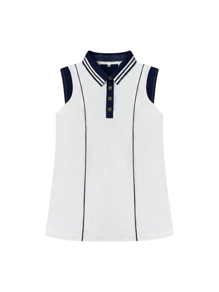 Christine Sleeveless Polo – Luxury Golf, Tennis, Pickleball, Active - Navy / White