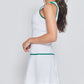 Dress with Front Buttons in White with Green Trim