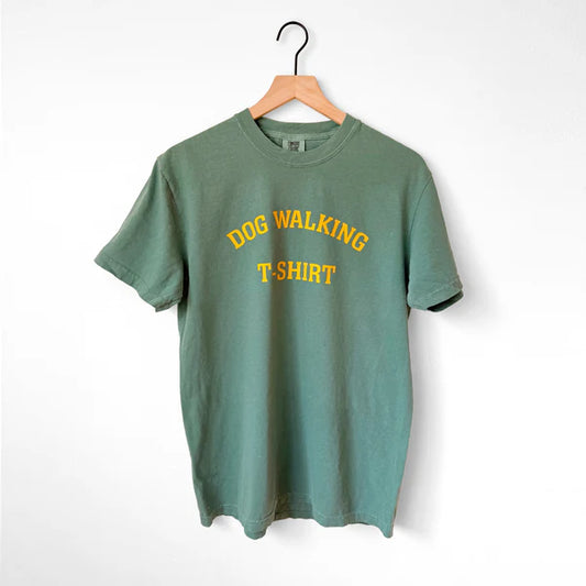 Dog Walking T-Shirts - Light Green/Yellow