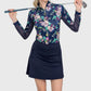1/4 Zip Long Sleeve Shirt - Navy Lush Garden