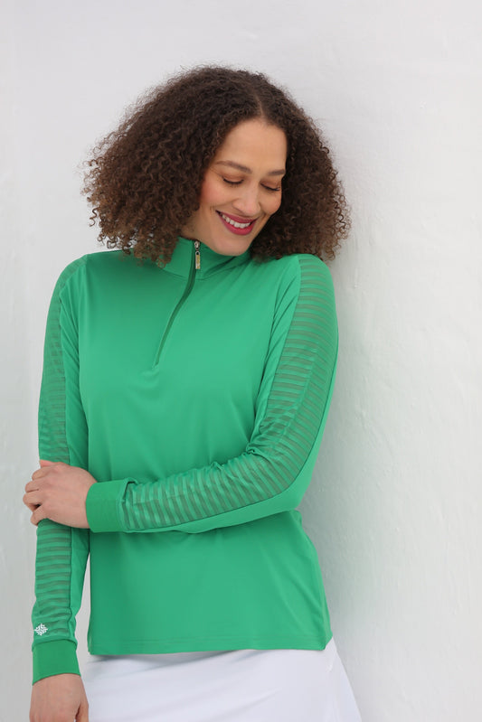 Emerald - Women's Sheer Long Sleeve Golf Shirt (Ladder Design)