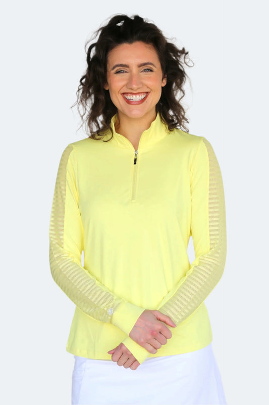 Ladder Design / Sheer Long Sleeve Shirt - Daffodil