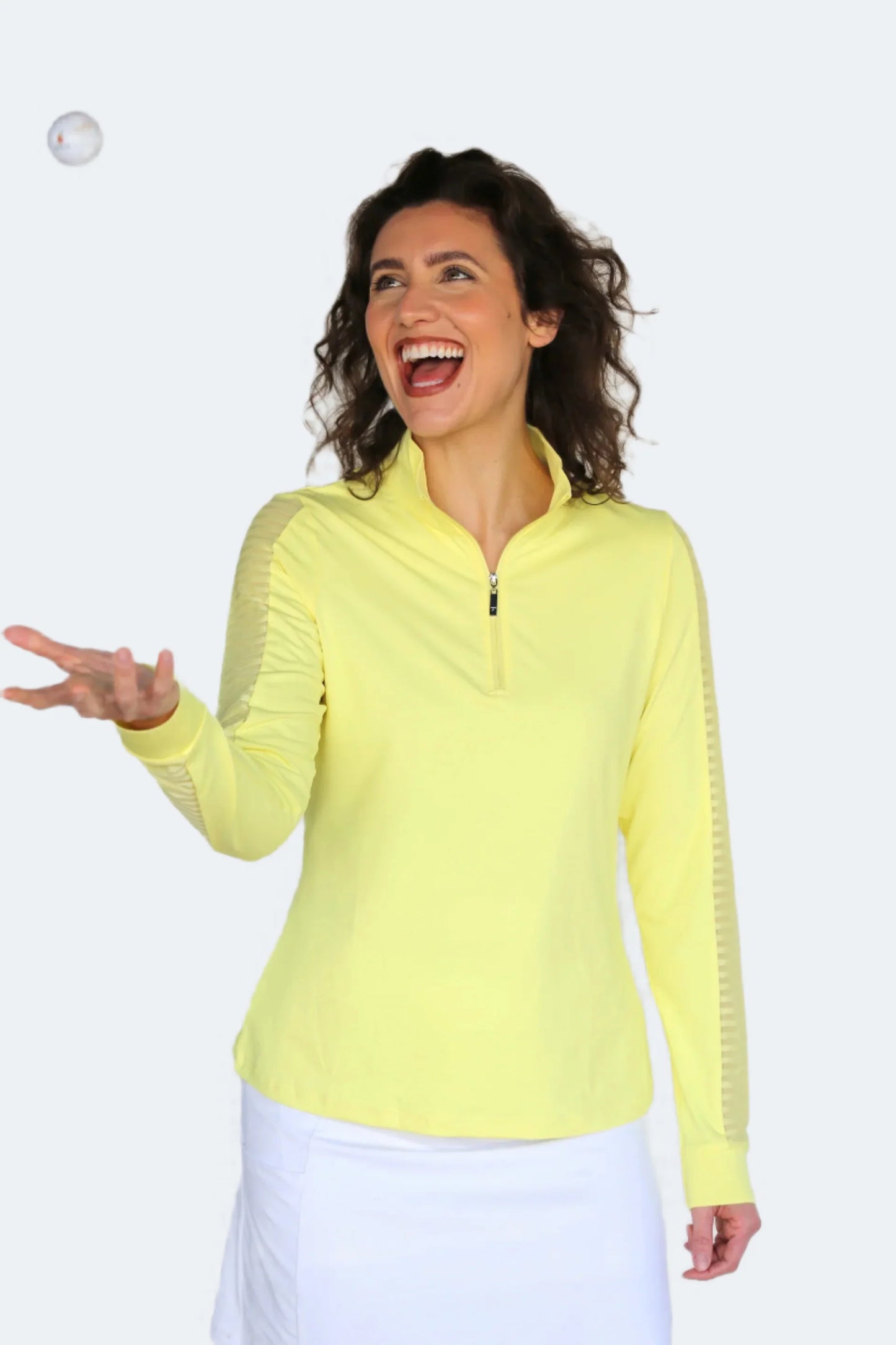Ladder Design / Sheer Long Sleeve Shirt - Daffodil