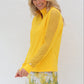Ladder Design / Sheer Long Sleeve Golf Shirt - Marigolds