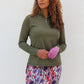 Ladder Design / Sheer Long Sleeve Golf Shirt - Moss
