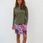 Ladder Design / Sheer Long Sleeve Golf Shirt - Moss