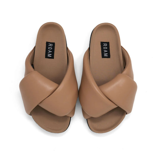 FOLDY PUFFY SANDALS WITH VEGAN LEATHER - NUDE