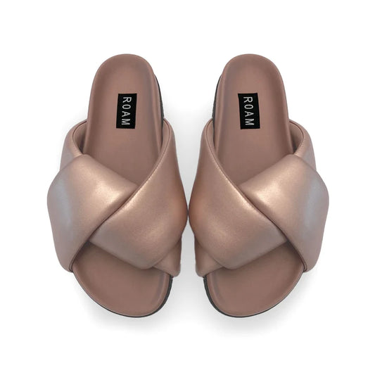 FOLDY PUFFY SANDALS WITH VEGAN LEATHER - ROSE GOLD