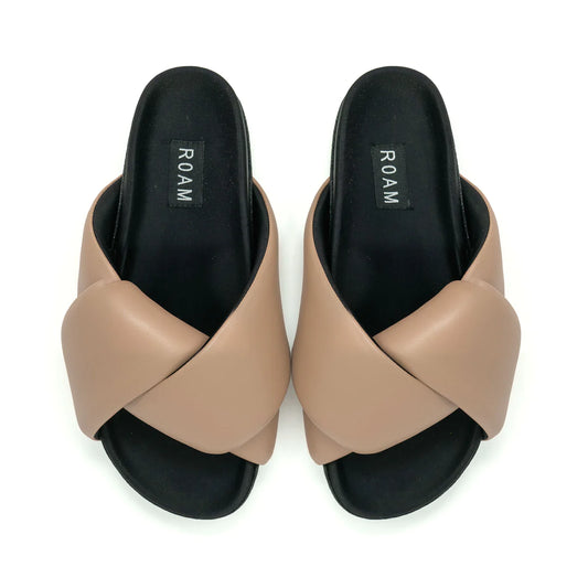 FOLDY PUFFY SANDALS WITH VEGAN LEATHER - NUDE