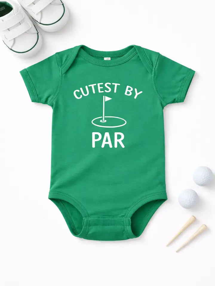 Cutest By Par - Golf Baby Onesie - Green