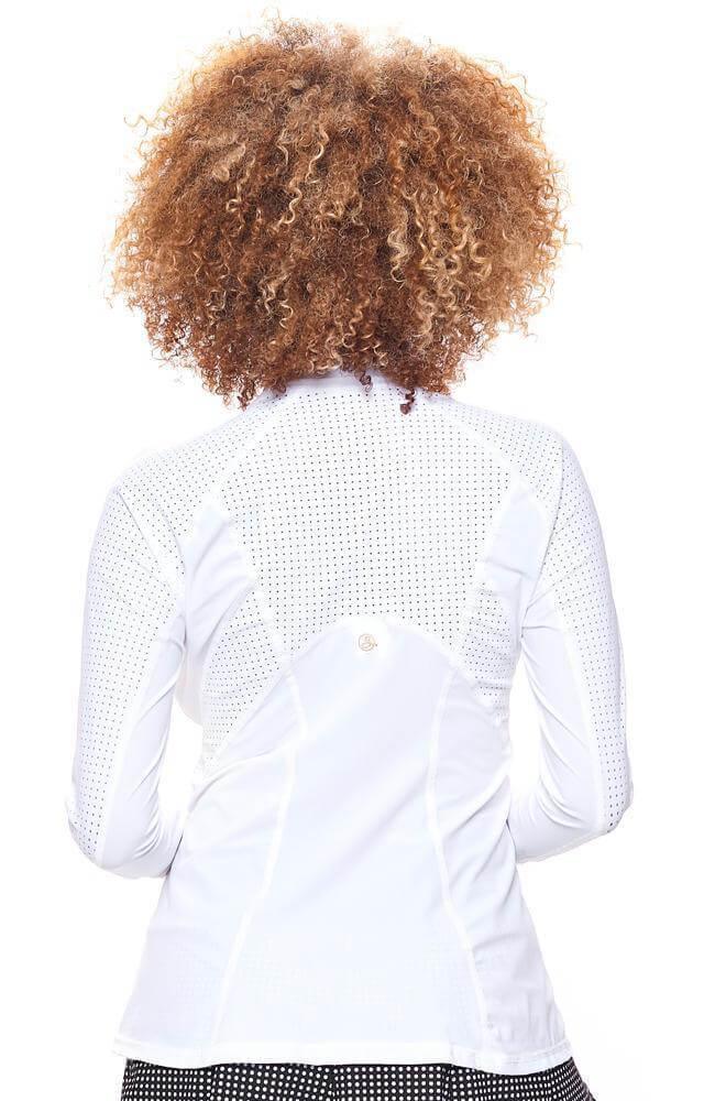 Grace 1/2 Zip Long Sleeve Top - Cloud White