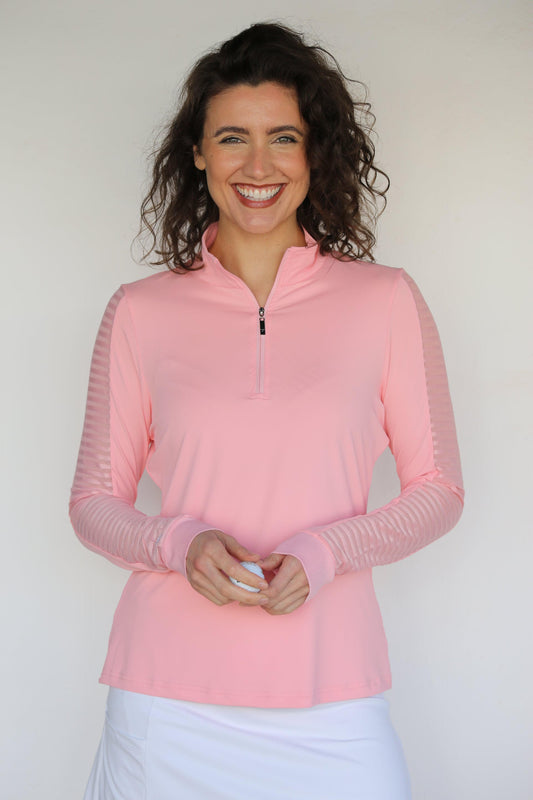 Grapefruit - Women's Sheer Long Sleeve Golf Shirt (Ladder Design)