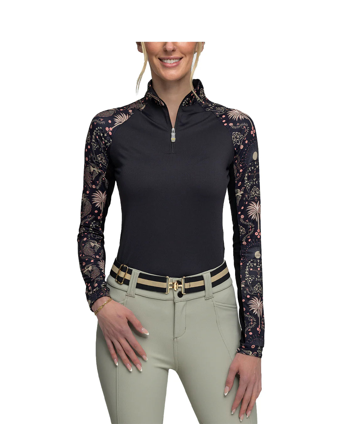 Raglan Long Sleeve Sun Shirt - Black Regal Palm