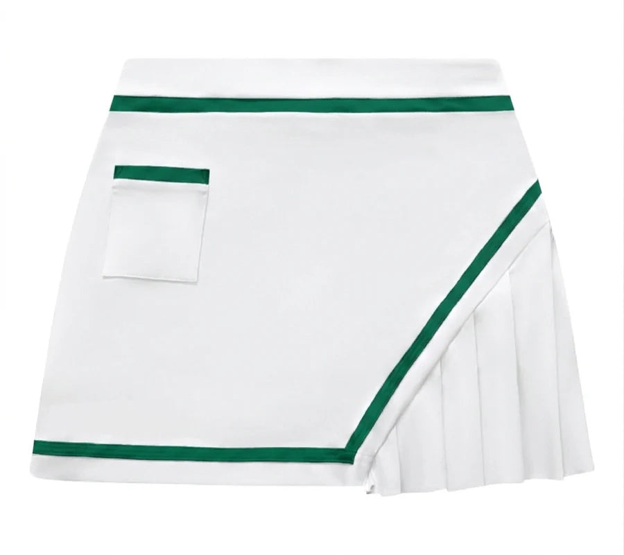 OLIVIA SKORT – WHITE WITH KELLY GREEN TRIM