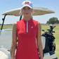 SUSANNA CROSS BACK POLO IN RED – LUXURY SLEEVELESS MOCK POLO- GOLF, TENNIS, & PICKLEBALL