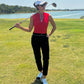 SUSANNA CROSS BACK POLO IN RED – LUXURY SLEEVELESS MOCK POLO- GOLF, TENNIS, & PICKLEBALL