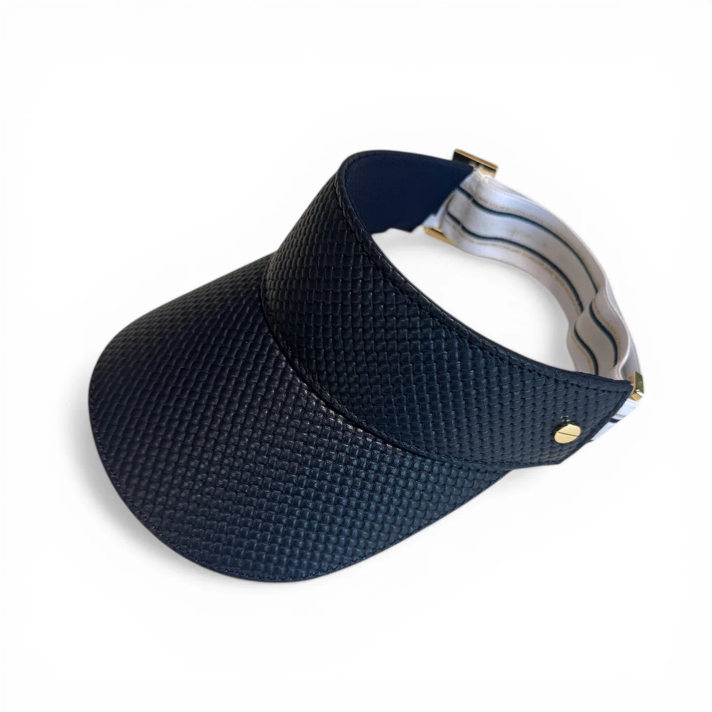 THE LEATHER VISOR - NAVY BASKETWEAVE, LE CLUB ELASTIC & GOLD