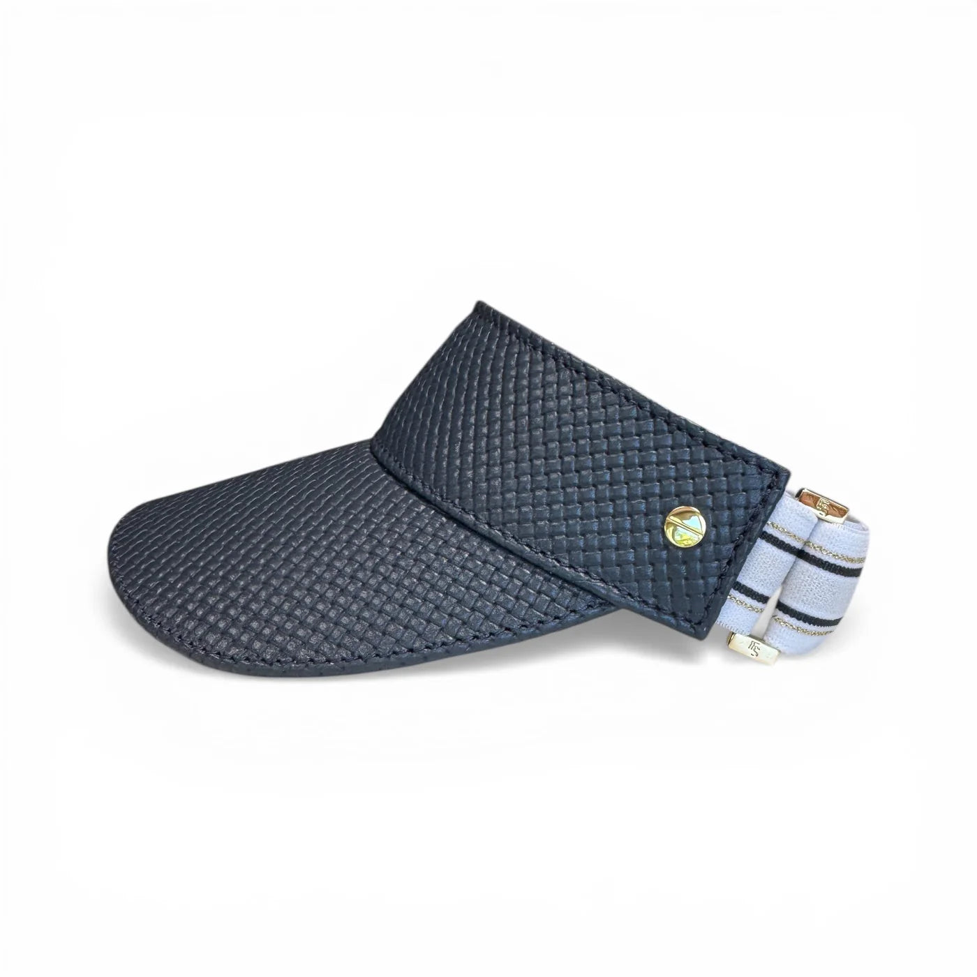 THE LEATHER VISOR - NAVY BASKETWEAVE, LE CLUB ELASTIC & GOLD