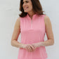 Sleeveless Mock Golf 1/4 Zip - Grapefruit