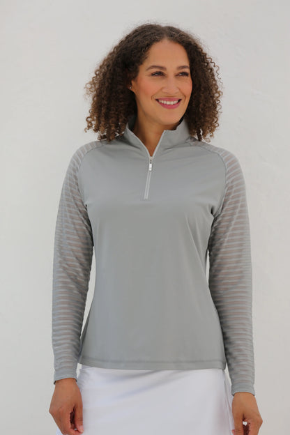 Dove - Women's Sheer Long Sleeve Golf Shirt (Ladder Design)