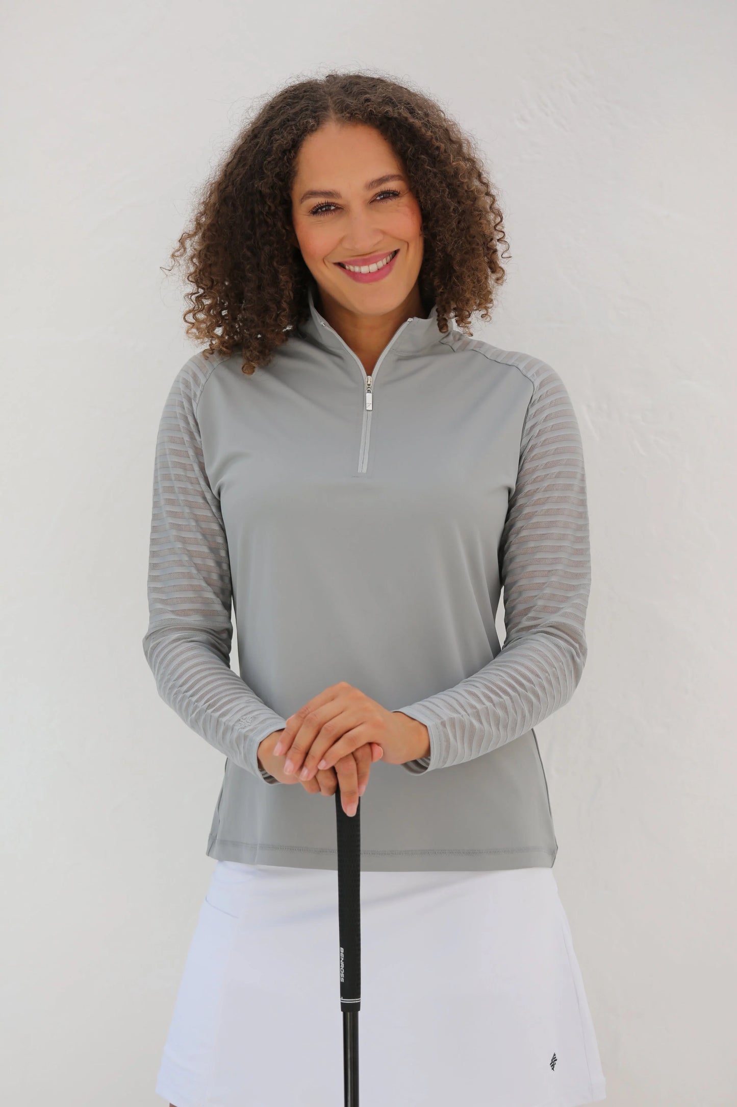 Dove - Women's Sheer Long Sleeve Golf Shirt (Ladder Design)