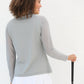 Dove - Women's Sheer Long Sleeve Golf Shirt (Ladder Design)
