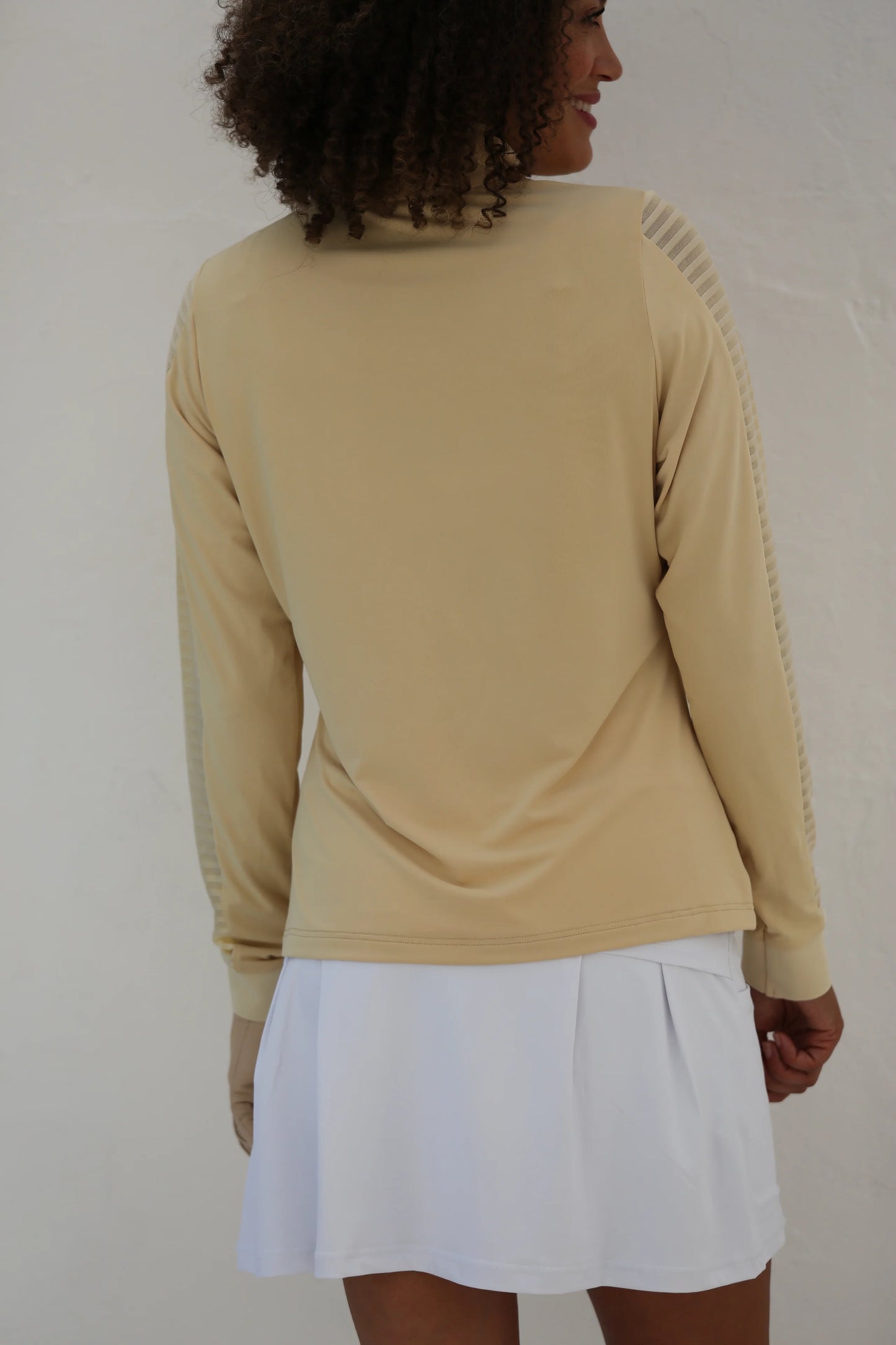 Butterscotch - Women's Sheer Long Sleeve Golf Shirt (Ladder Design)