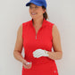 Sleeveless Mock Golf 1/4 Zip - Cherry