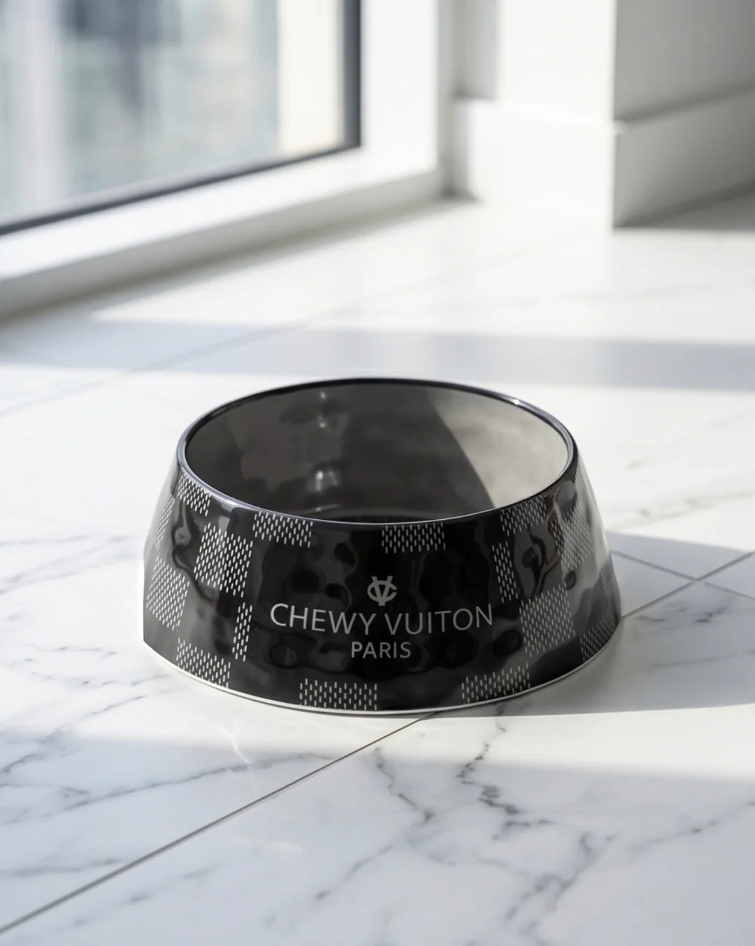 Haute Diggity Dog - Black Checker Chewy Vuiton Bowl