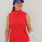 Sleeveless Mock Golf 1/4 Zip - Cherry