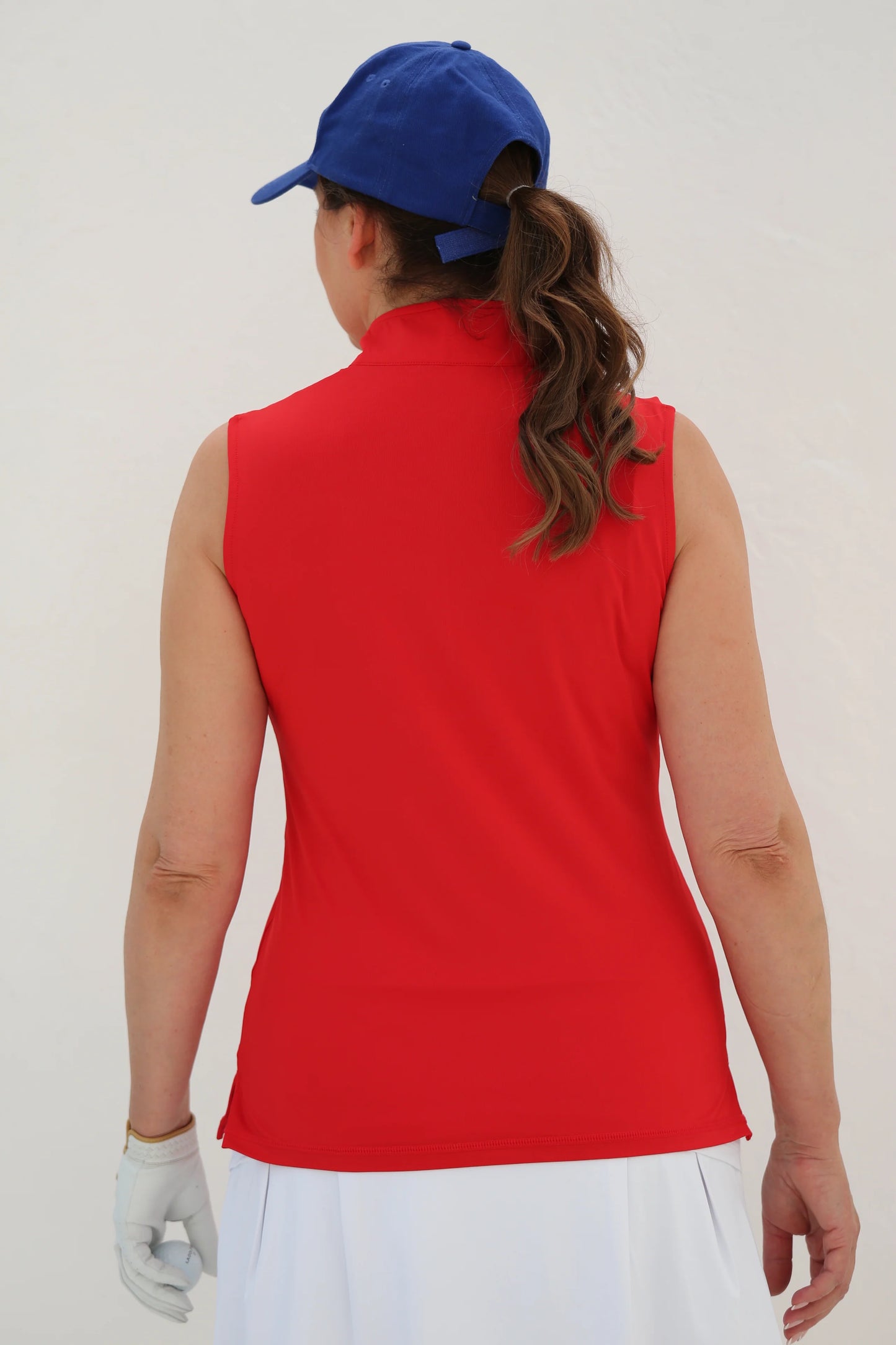 Sleeveless Mock Golf 1/4 Zip - Cherry