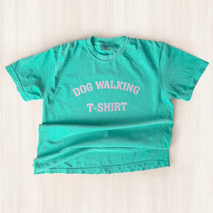Dog Walking T-Shirts - Island Green/Pink