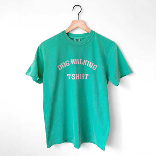 Dog Walking T-Shirts - Island Green/Pink