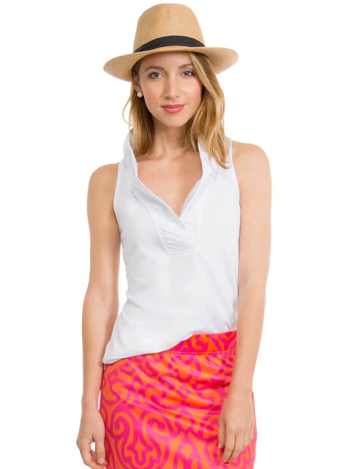 Jersey Sleeveless Ruffneck Top - Solid