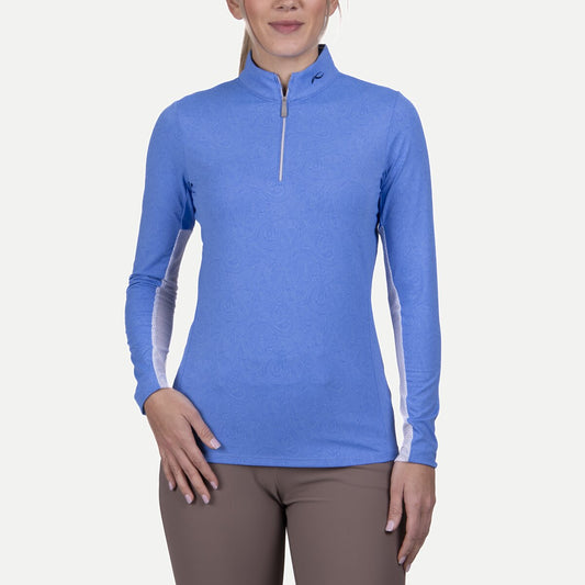 Sunshine Printed Half-Zip - Blue Opal/White