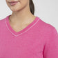 Women's Kicki V-Neck Sweater - Peony/White