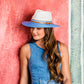 Kristy UPF Fedora - Ivory/Ice Blue