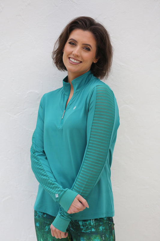 Jade - Women's Sheer Long Sleeve Golf Shirt (Ladder Design)