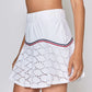 Floral Team Skort in White Lace with Red, Navy, White Trim